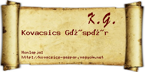 Kovacsics Gáspár névjegykártya
